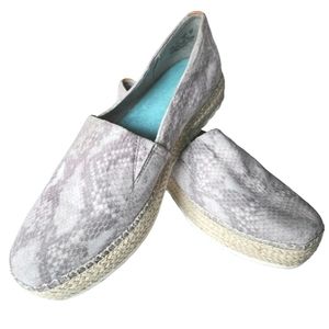Dr Scholl's Grey White Sunray Snakeskin Flats 10M